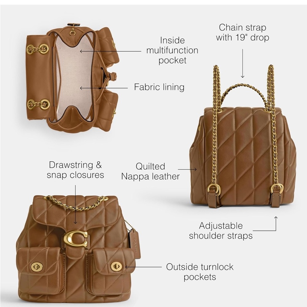 Coach Tan Tabby Quilted Leather Backpack - Picture 3 of 4